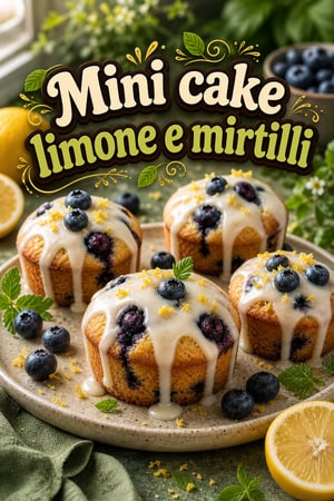Mini pound cake limone e mirtilli con glassa vaniglia