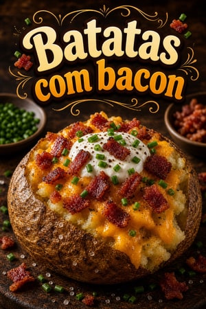 Batatas Assadas Recheadas com Bacon Crocante e Cebolinha