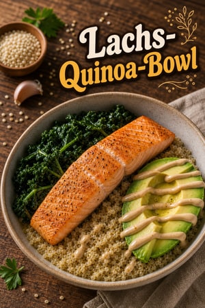 Nährende Lachs-Quinoa-Bowl mit Knoblauch-Grünkohl