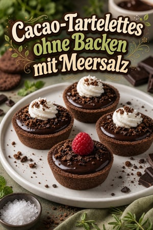 No-Bake Cacao-Tartelettes mit Meersalz-Träufeln, schnell