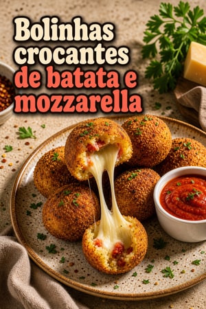 Bolinhas de Batata Recheadas com Mozzarella Crocante