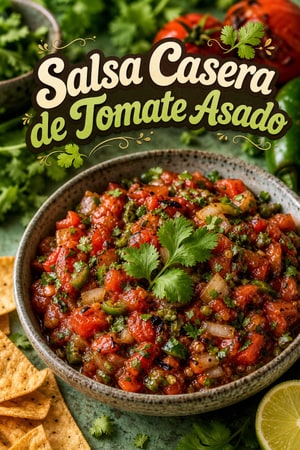 Salsa Casera de Tomate Asado con Cilantro Fresco