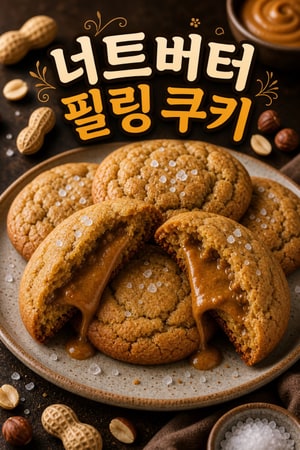 겉은 바삭 속은 쫀득한 너트버터 속 쿠키 레시피 — 녹아내리는 속과 플레이크 소금, 간단팁