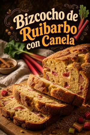 Bizcocho Jugoso de Ruibarbo con Costra de Canela y Azúcar