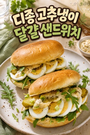 슬라이스 달걀 샌드위치와 디종 고추냉이 스프레드