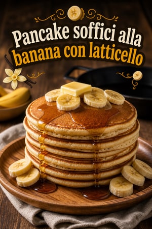 Pancake soffici alla banana con latticello e vaniglia