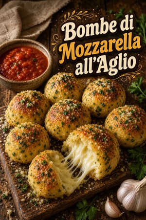 Bombe alla Mozzarella con Burro all'Aglio ed Erbe Fresche