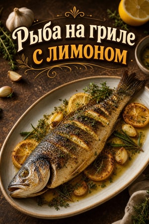 Целая рыба на гриле с чесноком и лимоном