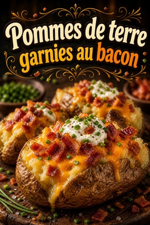 Pommes de terre au four garnies au bacon et cheddar