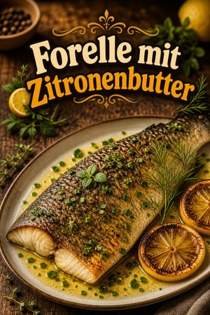 Gebratene Forelle mit Zitronen-Knoblauch-Butter und Kräutern