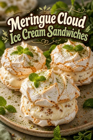 Fluffy Meringue Cloud Ice Cream Sandwiches