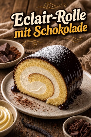 Eclair-Rolle: Schokoladen-Creme mit Vanillepudding