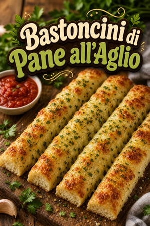 Bastoncini di Pane all'Aglio e Formaggio Fatti in Casa