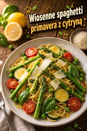 Wiosenne spaghetti primavera z cytryną i parmezanem