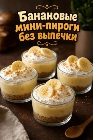 Мини-пироги с бананом и кремом без выпечки