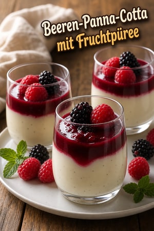 Seidige Beerenrohr-Creme mit frischem Fruchtpüree