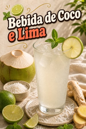 Bebida Hidratante de Coco e Lima com Gengibre e Mel