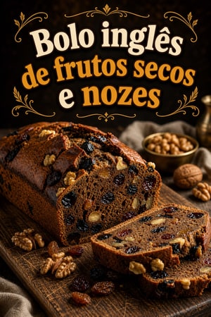 Bolo Rústico Inglês de Frutos Secos e Nozes com Glacê de Rum