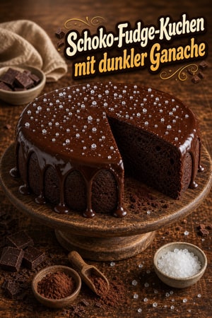 Dekadenter Schokoladen-Fudge-Kuchen mit dunkler Ganache