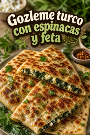 Gozleme casero: tortas turcas rellenas de espinacas y feta