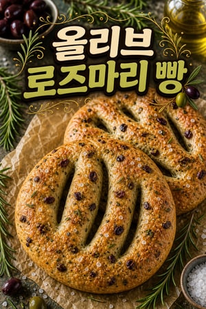 로즈마리 향 가득한 바삭한 올리브 푸가스: 프랑스 정통 레시피