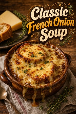 Classic French Onion Soup with Melted Gruyère