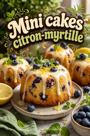Mini cakes citron-myrtille faciles au glaçage vanille