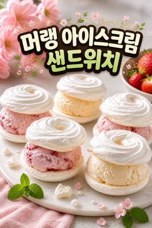 입안에서 녹아내리는 푹신한 구름 머랭 아이스크림 샌드위치