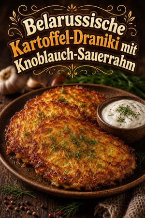 Belarussische Kartoffel-Draniki mit Knoblauch-Sauerrahm