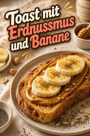 Knuspriger Erdnussbutter-Bananen-Toast mit Honig & Saaten