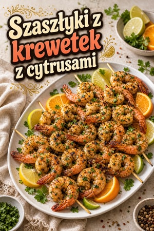 Cytrusowo-czosnkowe szaszłyki z krewetek z ziołami