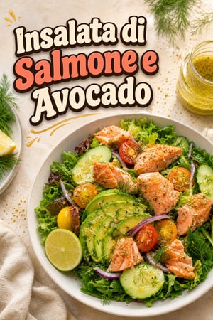Insalata di Salmone con Avocado e Condimento al Limone