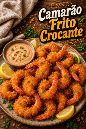 Camarão Frito Crocante com Crosta de Panko e Limão