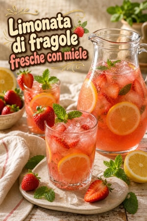 Limonata di fragole fresche con miele e menta rinfrescante