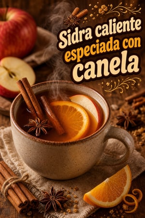 Sidra caliente especiada con canela y toque de naranja