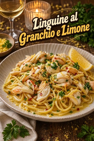 Linguine al Granchio con Burro, Aglio e Limone