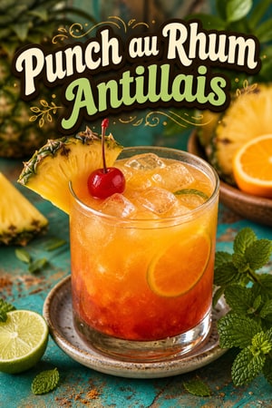 Punch au Rhum Antillais Classique et Jus de Fruits Tropicaux
