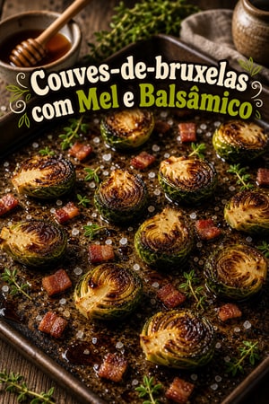 Couves-de-bruxelas Assadas com Mel e Vinagre Balsâmico