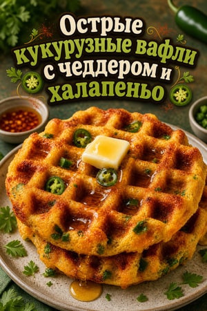 Острые кукурузные вафли с чеддером и халапеньо