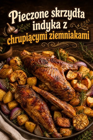 Pieczone Skrzydła Indyka z Chrupiącymi Ziemniakami i Ziołami