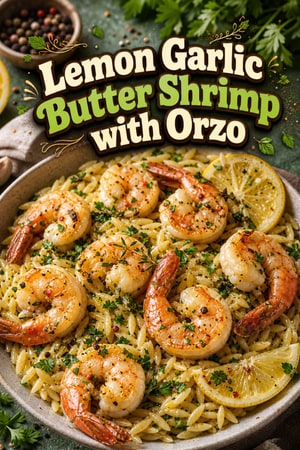 Quick Lemon Garlic Butter Shrimp with Orzo and Herbs
