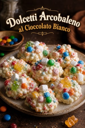 Dolcetti Arcobaleno con Cioccolato Bianco e Caramelle Colorate