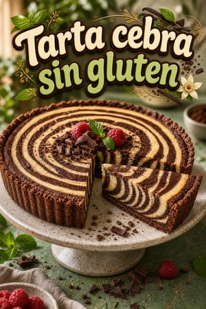 Tarta cebra sin gluten y baja en azúcar con cacao
