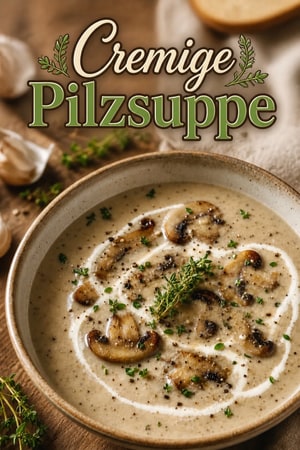 Cremige Pilzsuppe mit Thymian und Knoblauch