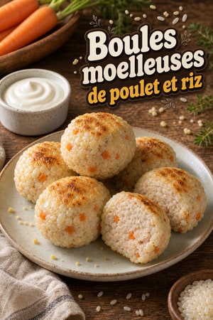 Boules moelleuses de poulet et riz — bouchées douces