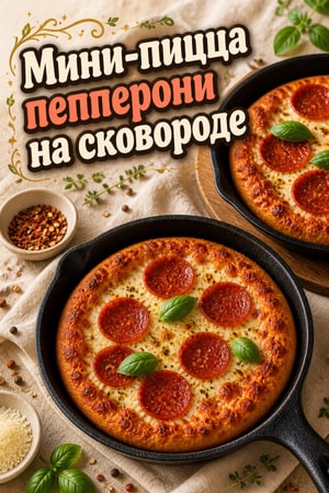 Мини-пицца пепперони на сковороде с хрустящей корочкой