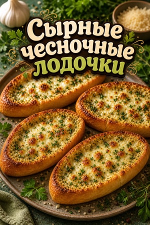 Сырные чесночные «гондолы» с зеленью и пармезаном