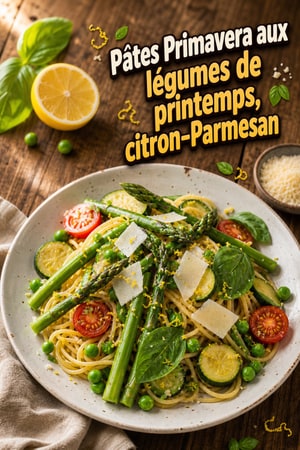 Pâtes Primavera aux légumes de printemps, citron-Parmesan