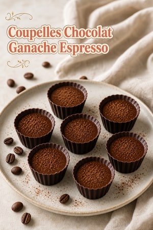 Petites Coupes de Chocolat Noir avec Ganache au Café Espresso