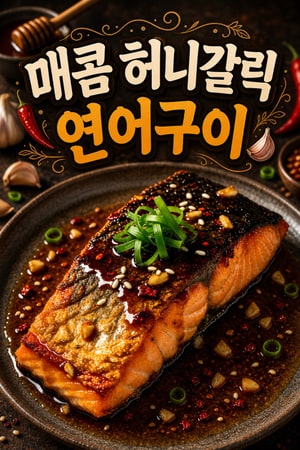 매콤 허니갈릭 연어: 바삭한 껍질과 칠리 글레이즈 — 달콤매콤 마늘향 25분 레시피